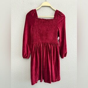 NWT Tahari Red Velvet‎ Smocked Long Sleeve Dress Size 10